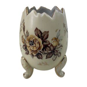 Napcoware 3 Footed Cracked Egg Vase Floral Napco Japan Hand Painted C3199/L